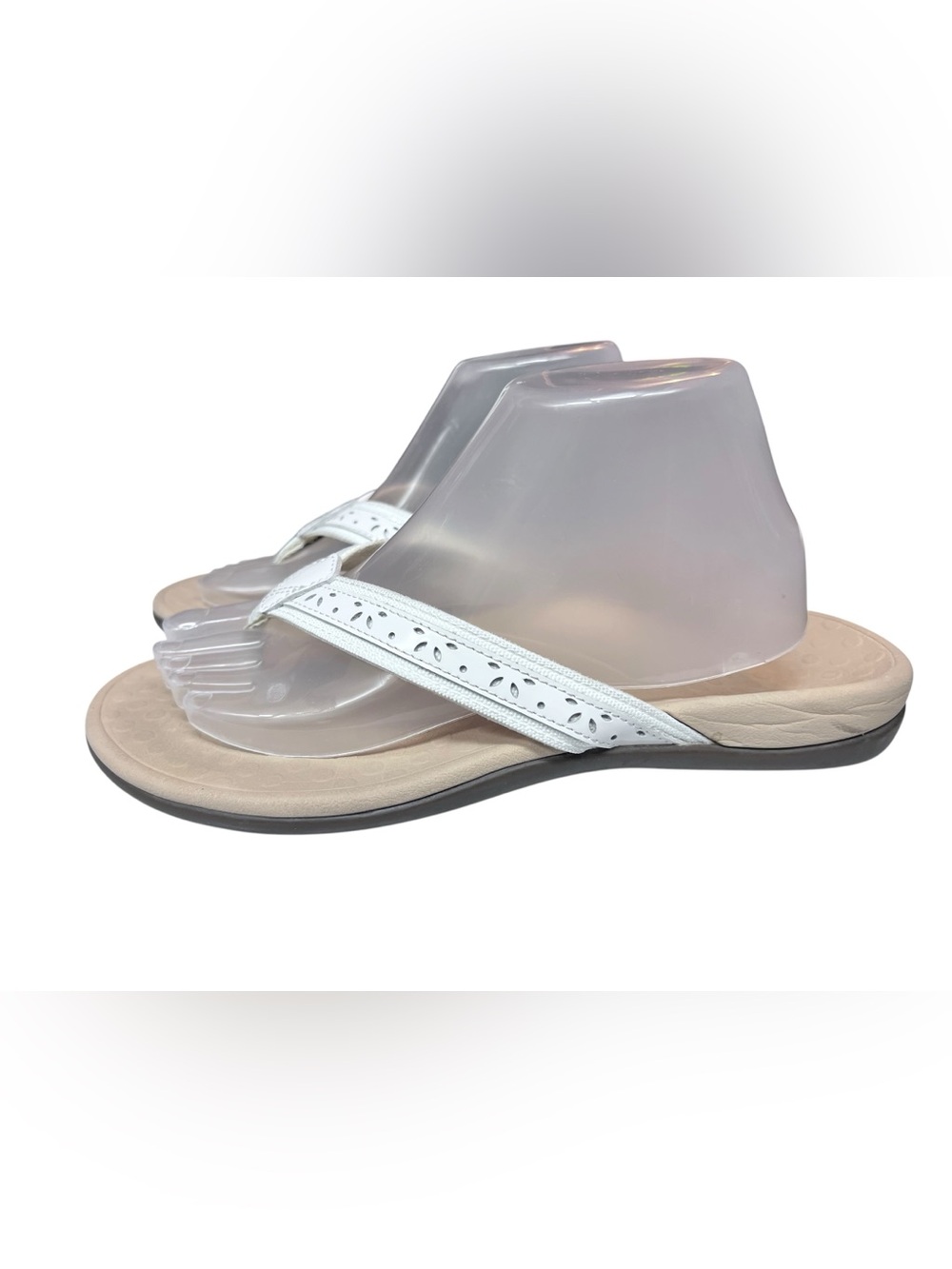 Vionic Tide Casandra White Leather Sandal Flip Flop Women 10 - Picture 4 of 9
